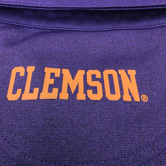 Clemson Tigers Shirt Mens Medium Purple NCAA Football Polo Champion Wicking - Picture 15 of 16